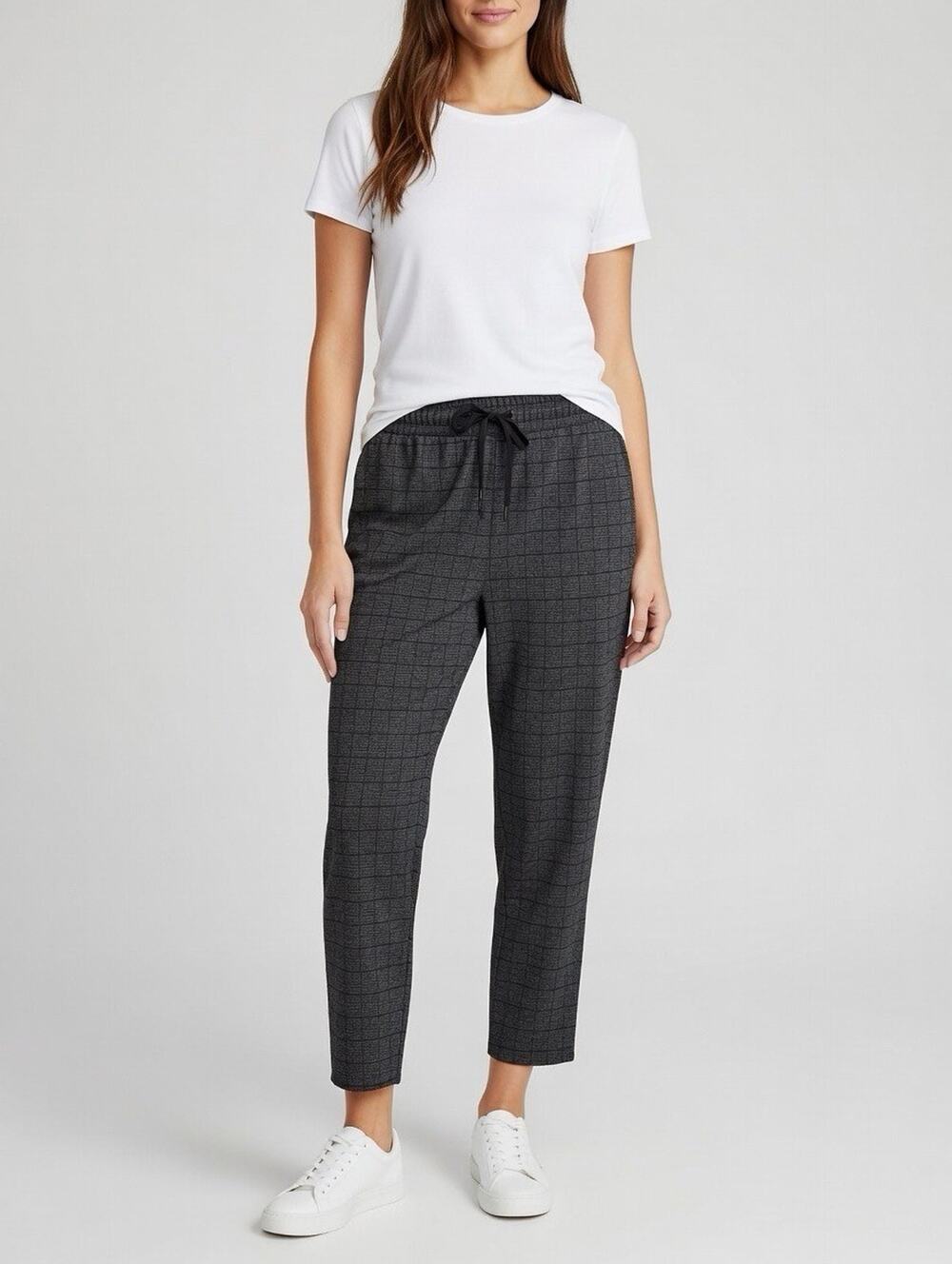 NEW A New Day Athleisure Pants Gray Plaid Casual Lounge Pull On High Rise L